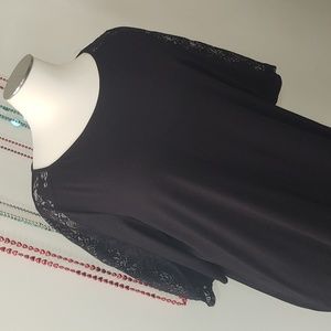 Tru to You Cacique Black Lace Trim Night Shirt from Land Bryant 26/28